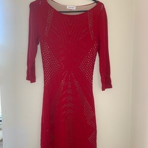 Calvin Klein Red Office Dress